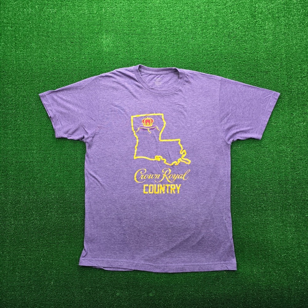 Crown Royal Whiskey Tshirt Mens Large Purple Louisiana Tee‎ Southern Style